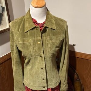 Green Blazer with Suede Texture
